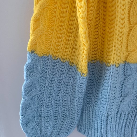 NEW Vero Moda White/Yellow/Blue Colourblocked Knit Sweater - Picture 3 of 4